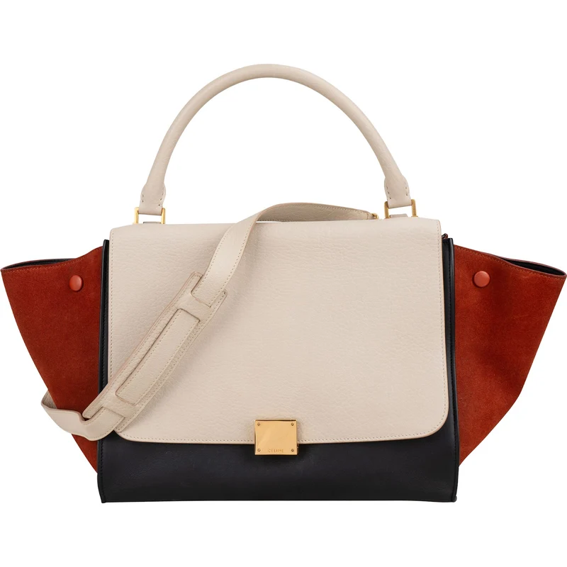 Céline Tricolor Suede Leather Trapeze Handbag
