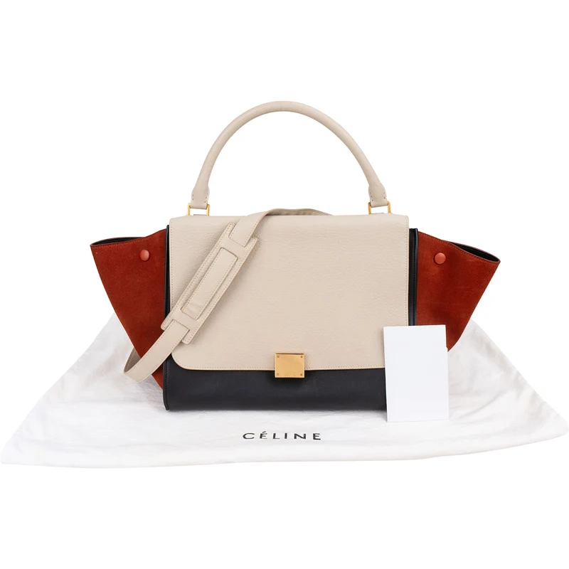 Céline Tricolor Suede Leather Trapeze Handbag
