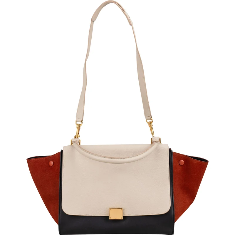 Céline Tricolor Suede Leather Trapeze Handbag
