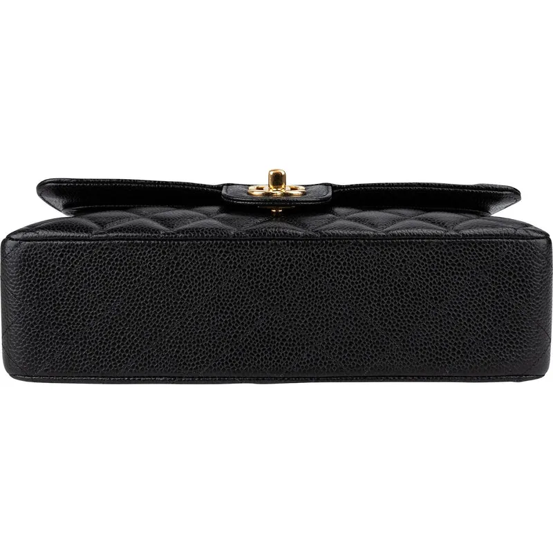 Chanel Quilted Caviar Leather Gold Medium Double Flap Crossbody Bag