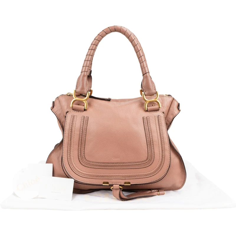 Chloé Pink Grained Calfskin Marcie Handbag