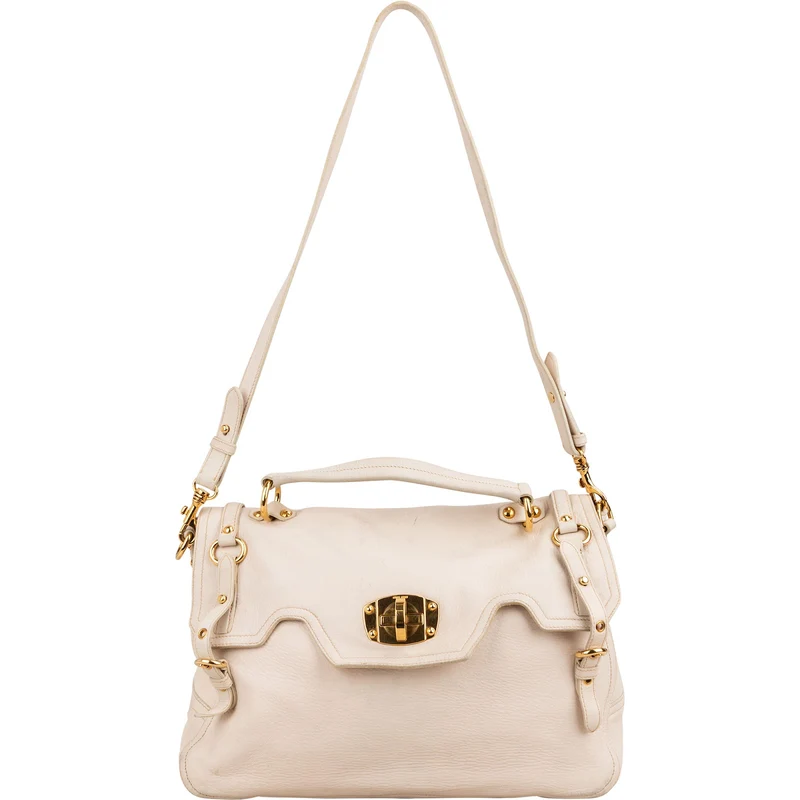 Miu Miu Smooth Leather Turnlock Satchel Handbag