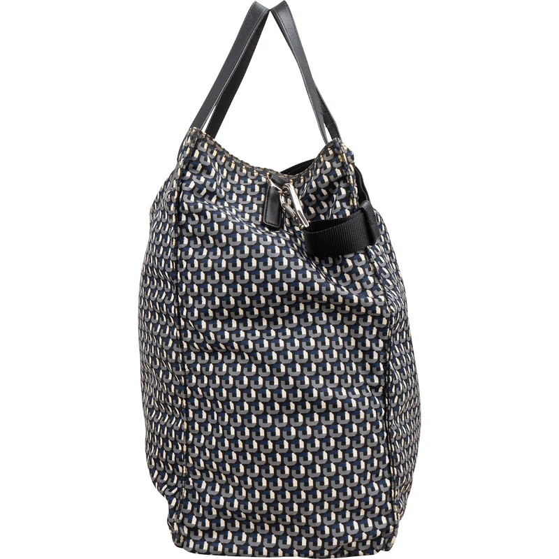 Prada Tessuto Stampato Monogram Saffiano Leather Tote Hobo Handbag