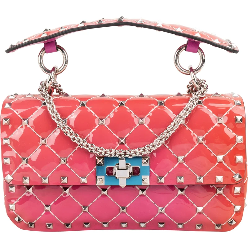 Valentino Garavani Ombre Quilted Patent Leather Rockstud Spike Small Crossbody Bag