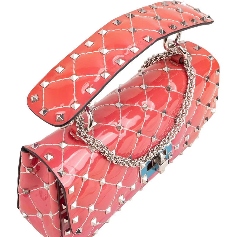 Valentino Garavani Ombre Quilted Patent Leather Rockstud Spike Small Crossbody Bag