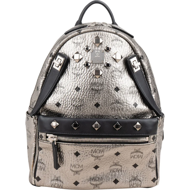 MCM Visetos Monogram Metallic Stark Studded 2 in 1 Small Backpack
