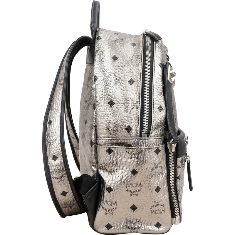 MCM Visetos Monogram Metallic Stark Studded 2 in 1 Small Backpack