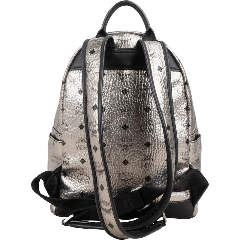 MCM Visetos Monogram Metallic Stark Studded 2 in 1 Small Backpack