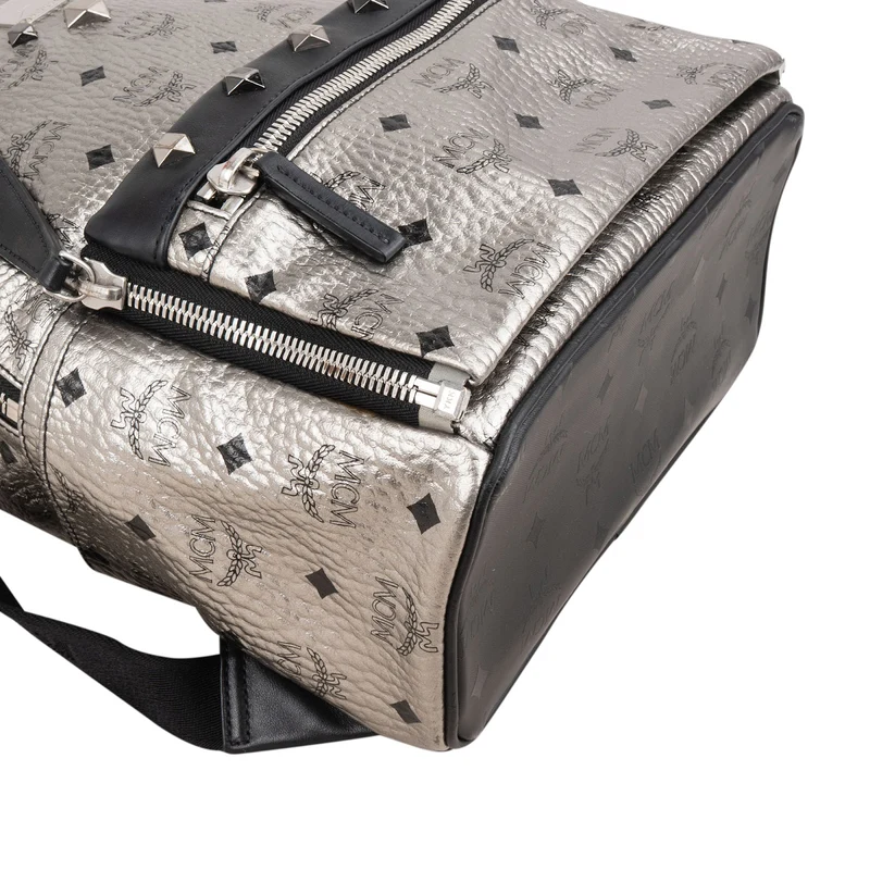 MCM Visetos Monogram Metallic Stark Studded 2 in 1 Small Backpack