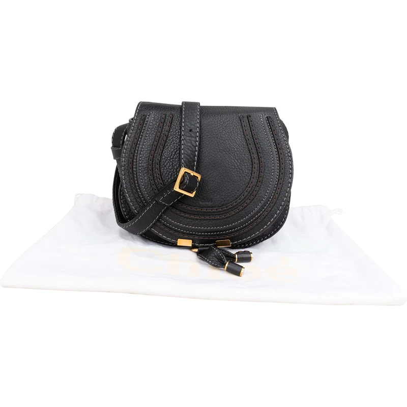 Chloé Grained Calfskin Small Marcie Saddle Crossbody Bag