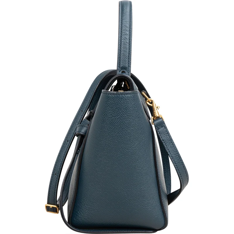 Celine Petrol Leather Grained Calfskin Belt Handbag
