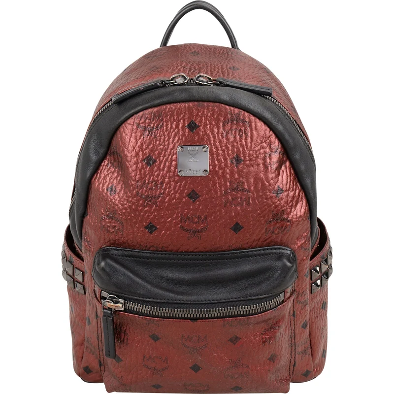 MCM Monogram Metallic Visetos Stark Side Studs Small Backpack
