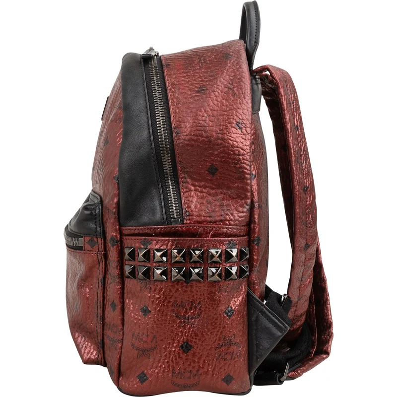 MCM Monogram Metallic Visetos Stark Side Studs Small Backpack