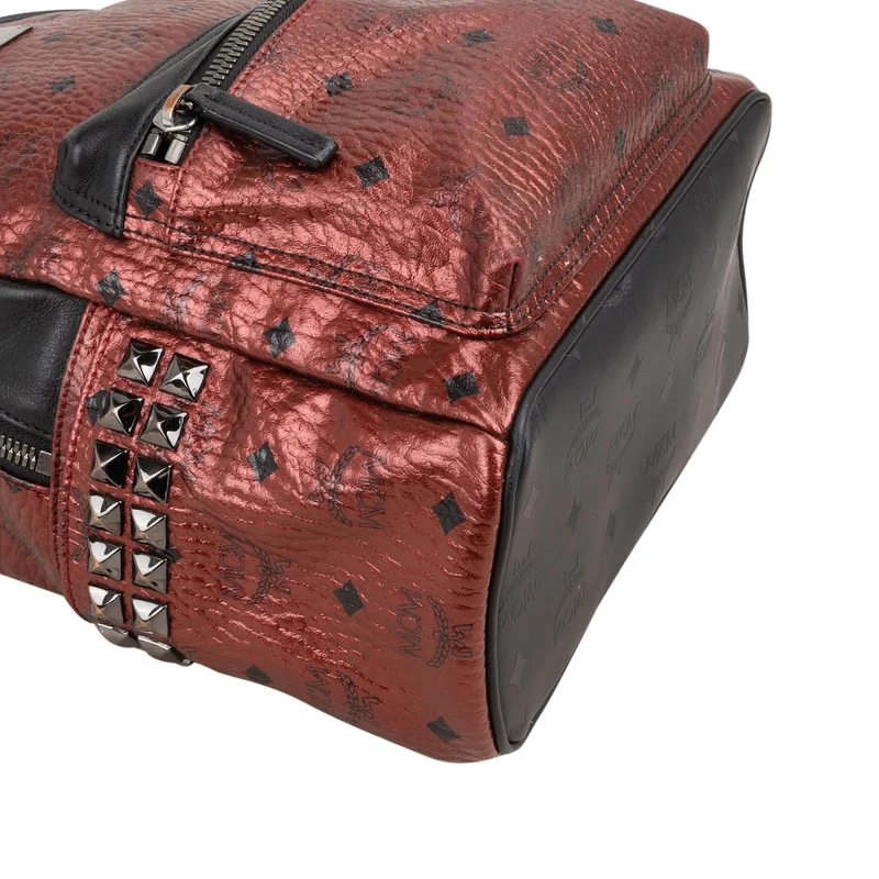 MCM Monogram Metallic Visetos Stark Side Studs Small Backpack