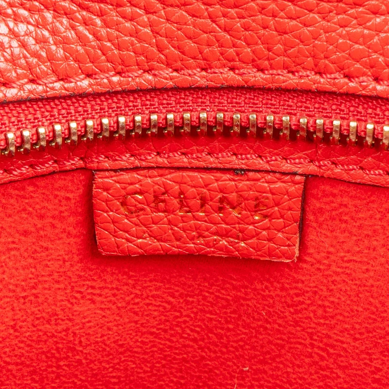 Céline Red Grained Calfskin Nano Luggage Handbag