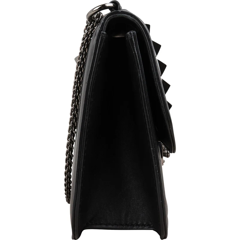 Valentino Garavani Noir Calfskin Leather Rockstud Glam Lock Crossbody Bag