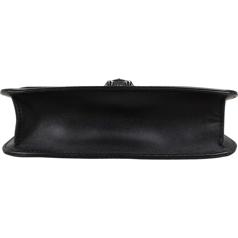 Valentino Garavani Noir Calfskin Leather Rockstud Glam Lock Crossbody Bag