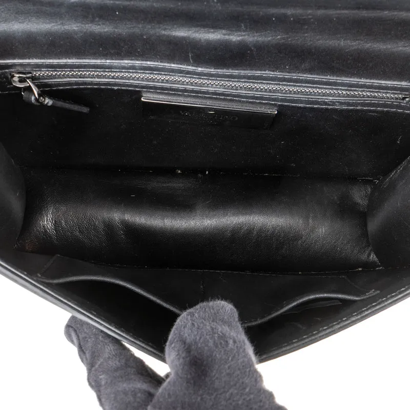 Valentino Garavani Noir Calfskin Leather Rockstud Glam Lock Crossbody Bag