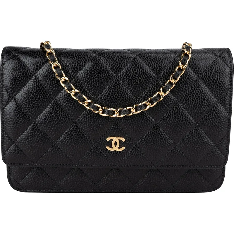 Chanel Quilted Caviar Leather Classic Wallet On Chain Crossbody Bag