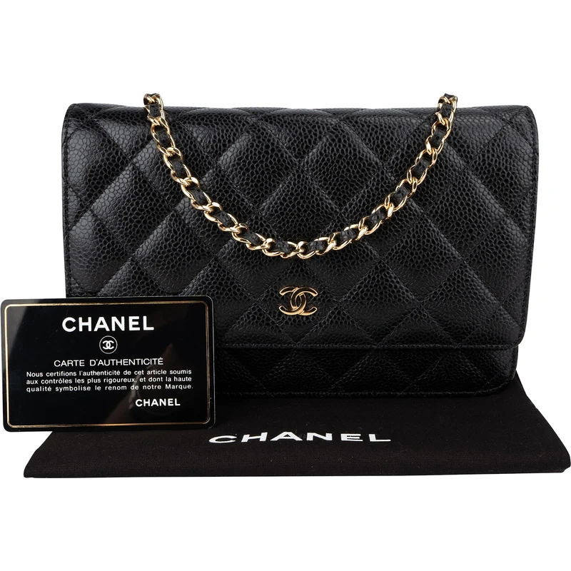 Chanel Quilted Caviar Leather Classic Wallet On Chain Crossbody Bag