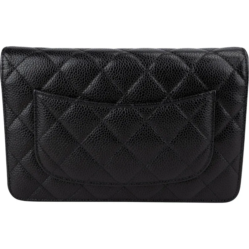 Chanel Quilted Caviar Leather Classic Wallet On Chain Crossbody Bag