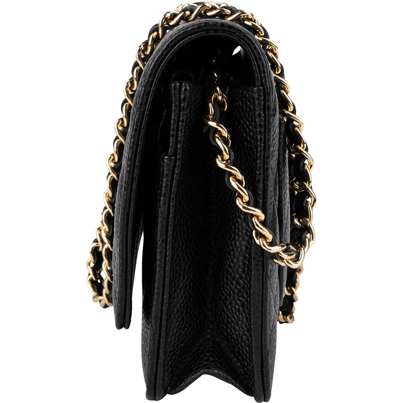Chanel Quilted Caviar Leather Classic Wallet On Chain Crossbody Bag