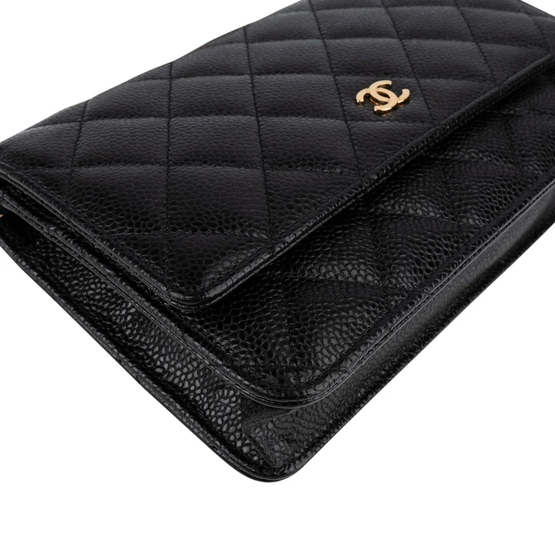 Chanel Quilted Caviar Leather Classic Wallet On Chain Crossbody Bag
