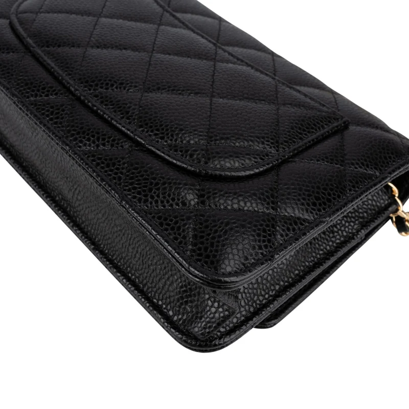 Chanel Quilted Caviar Leather Classic Wallet On Chain Crossbody Bag