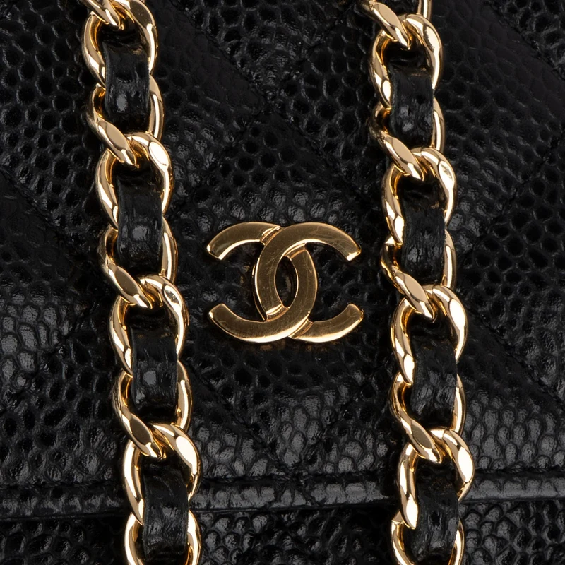 Chanel Quilted Caviar Leather Classic Wallet On Chain Crossbody Bag