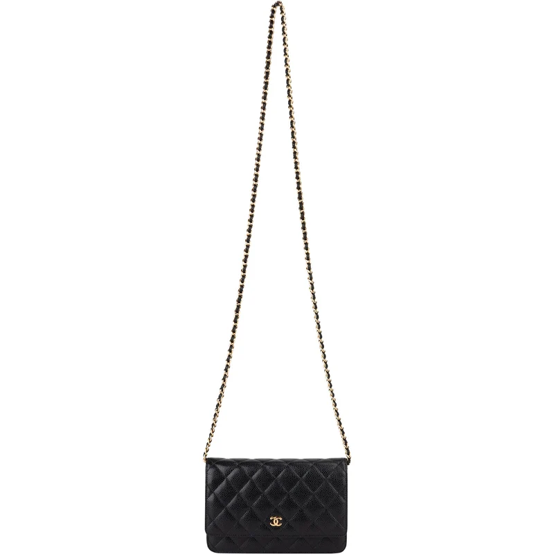Chanel Quilted Caviar Leather Classic Wallet On Chain Crossbody Bag
