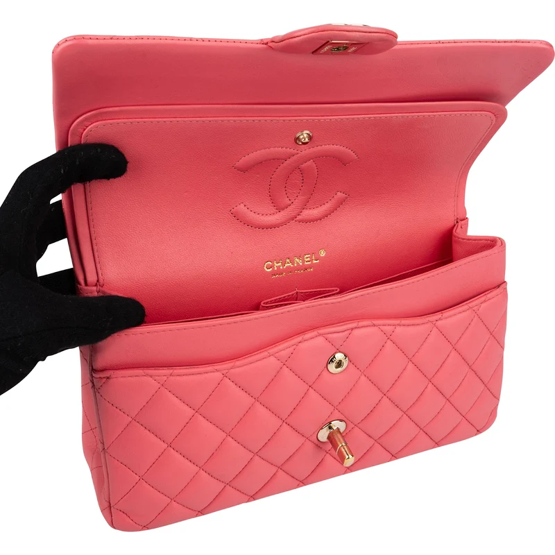 Chanel Quilted Lambskin Gold Medium Double Flap Shoulder Bag