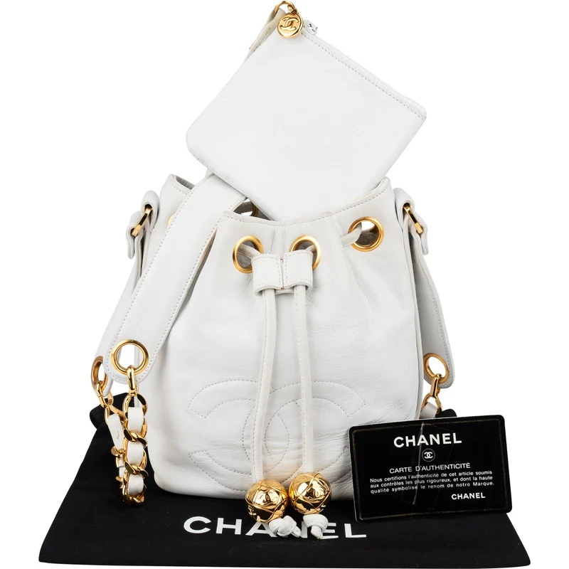 Chanel Lambskin CC Drawstring Bucket Crossbody Bag