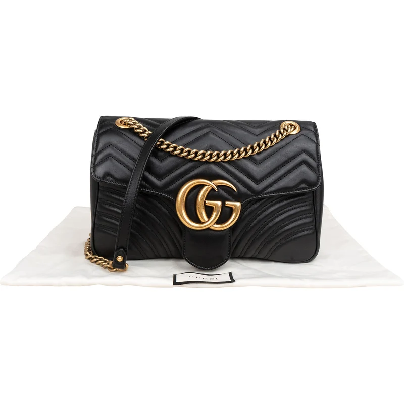 Gucci Matelassé Leather GG Large Marmont Shoulder Crossbody Bag