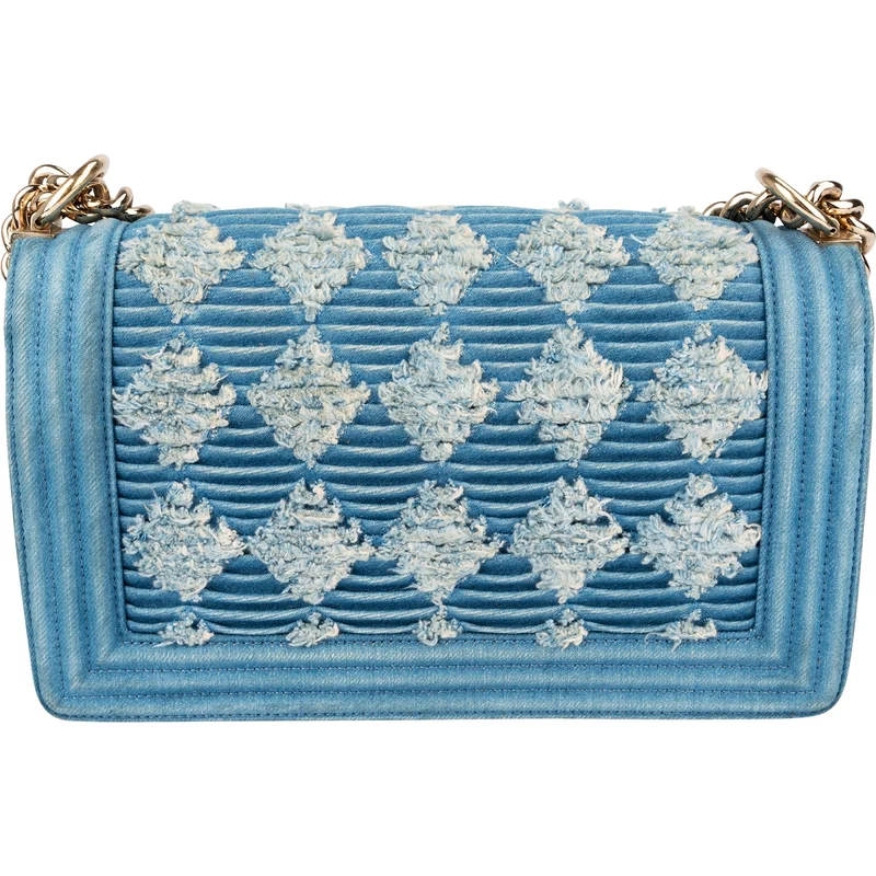 Chanel Distressed Denim Medium Boy Single Flap Crossbody Bag
