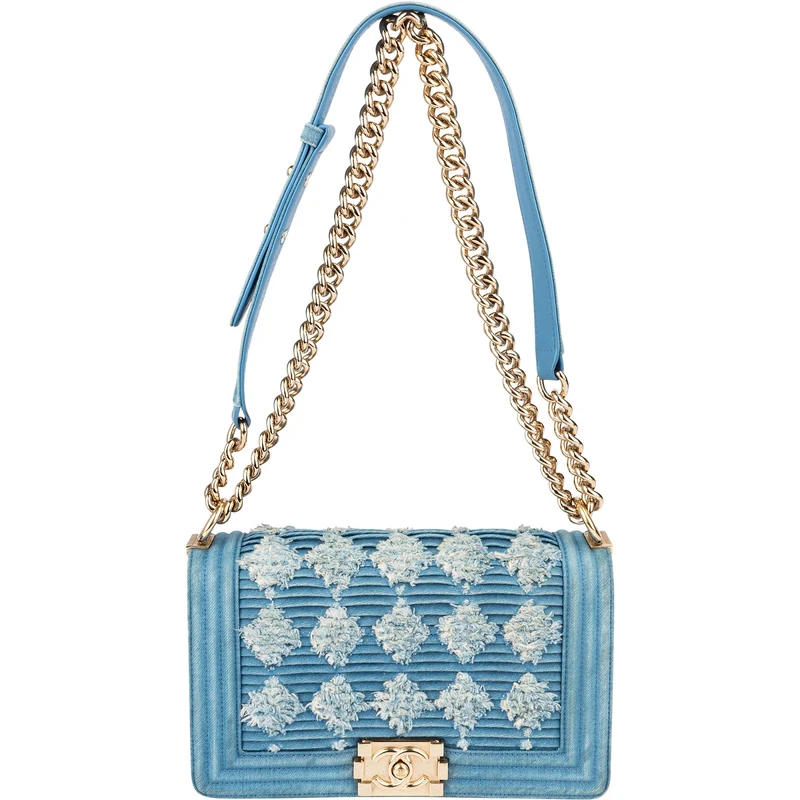 Chanel Distressed Denim Medium Boy Single Flap Crossbody Bag