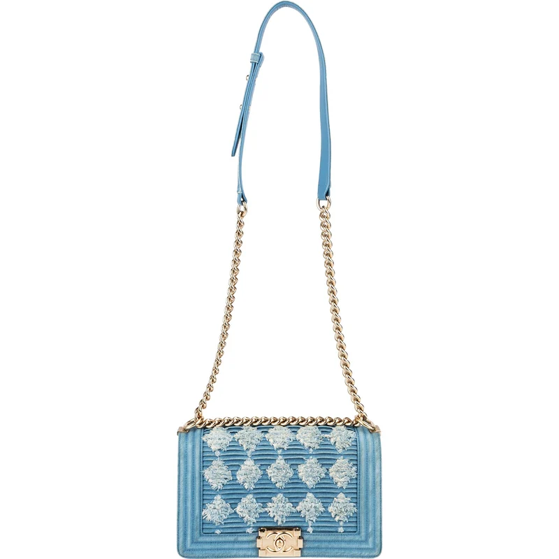 Chanel Distressed Denim Medium Boy Single Flap Crossbody Bag