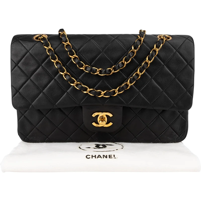 Chanel Quilted Lambskin 24K Gold Medium Double Flap Shoulder Bag
