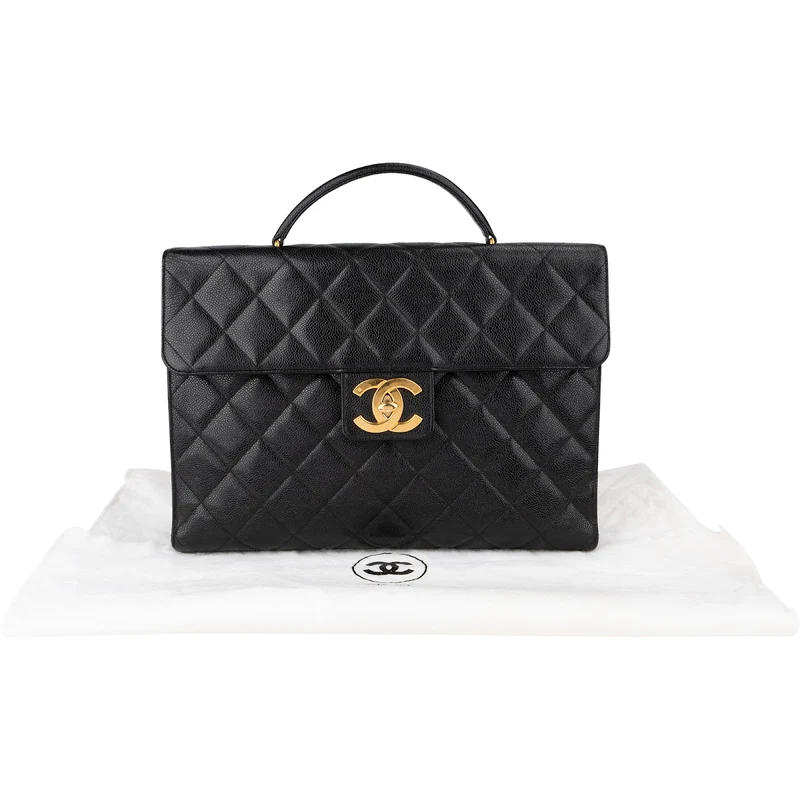 Chanel Quilted Caviar Leather 24K Top Handle Briefcase Handbag