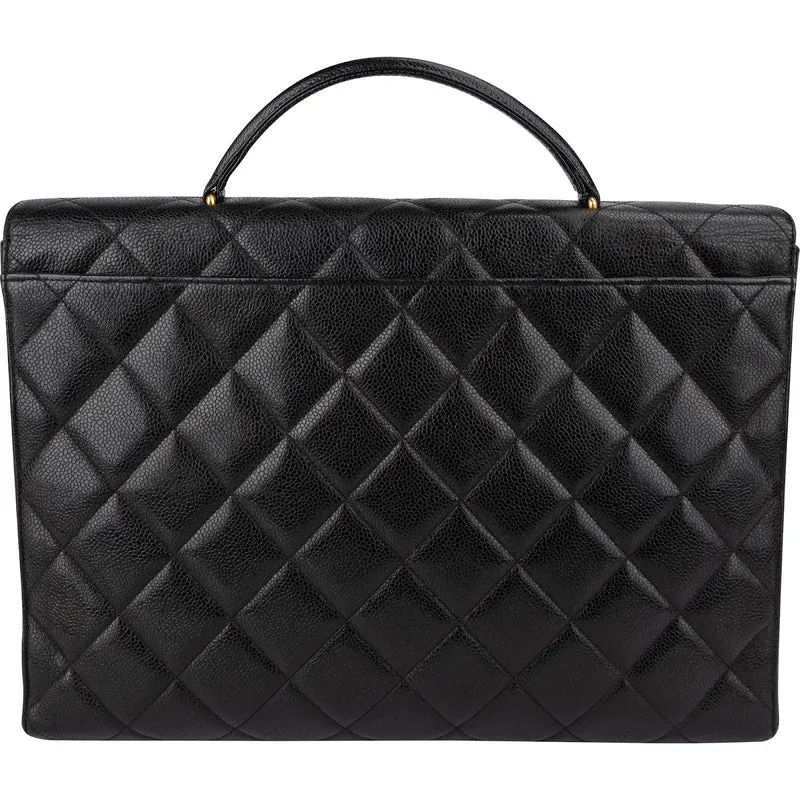 Chanel Quilted Caviar Leather 24K Top Handle Briefcase Handbag