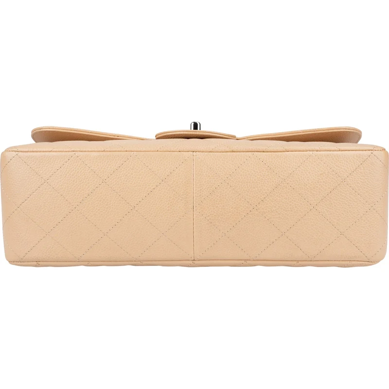 Chanel Quilted Caviar Leather Palladium Jumbo Single Flap Crossbody Bag