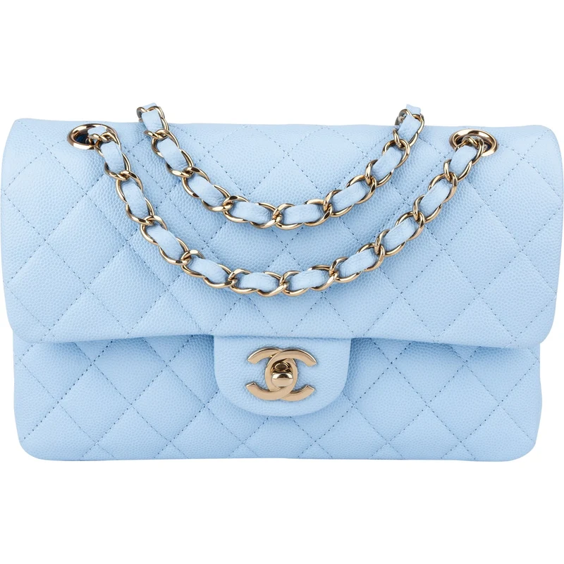 Chanel Quilted Caviar Leather Small Double Flap Shoulder Bag
