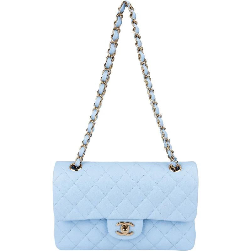 Chanel Quilted Caviar Leather Small Double Flap Shoulder Bag