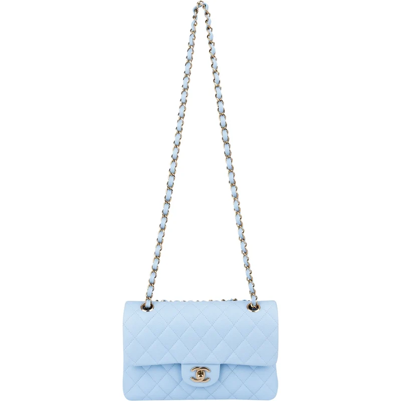 Chanel Quilted Caviar Leather Small Double Flap Shoulder Bag