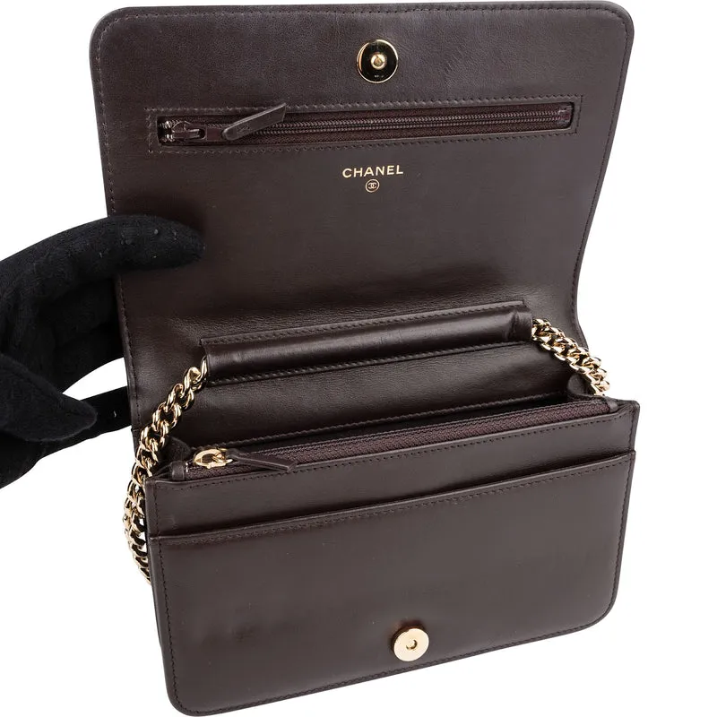 Chanel Quilted Caviar Leather Boy Wallet On Chain Crossbody Bag