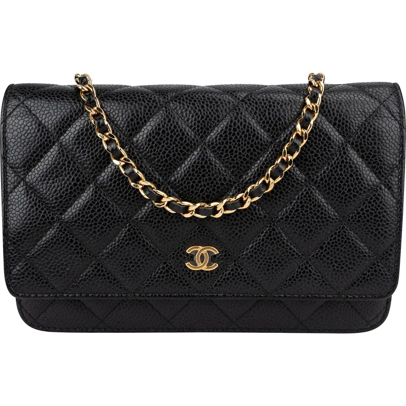 Chanel Quilted Caviar Leather Wallet On Chain Crossbody Bag