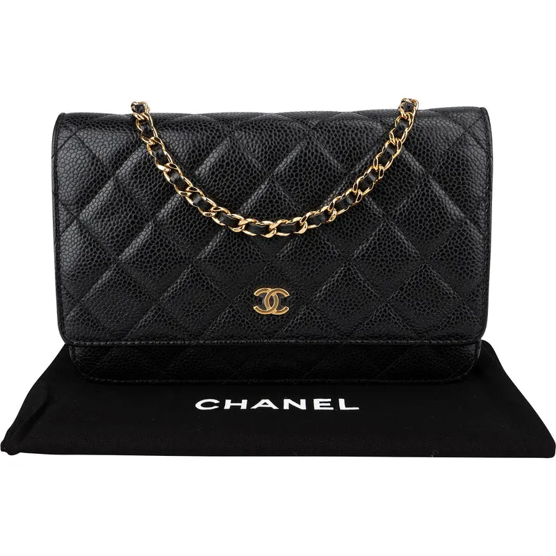 Chanel Quilted Caviar Leather Wallet On Chain Crossbody Bag