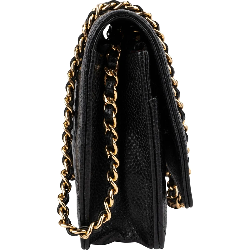 Chanel Quilted Caviar Leather Wallet On Chain Crossbody Bag