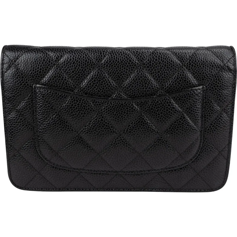Chanel Quilted Caviar Leather Wallet On Chain Crossbody Bag