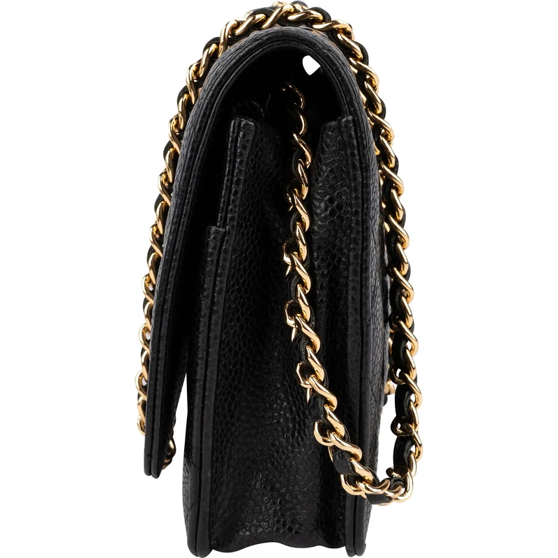 Chanel Quilted Caviar Leather Wallet On Chain Crossbody Bag