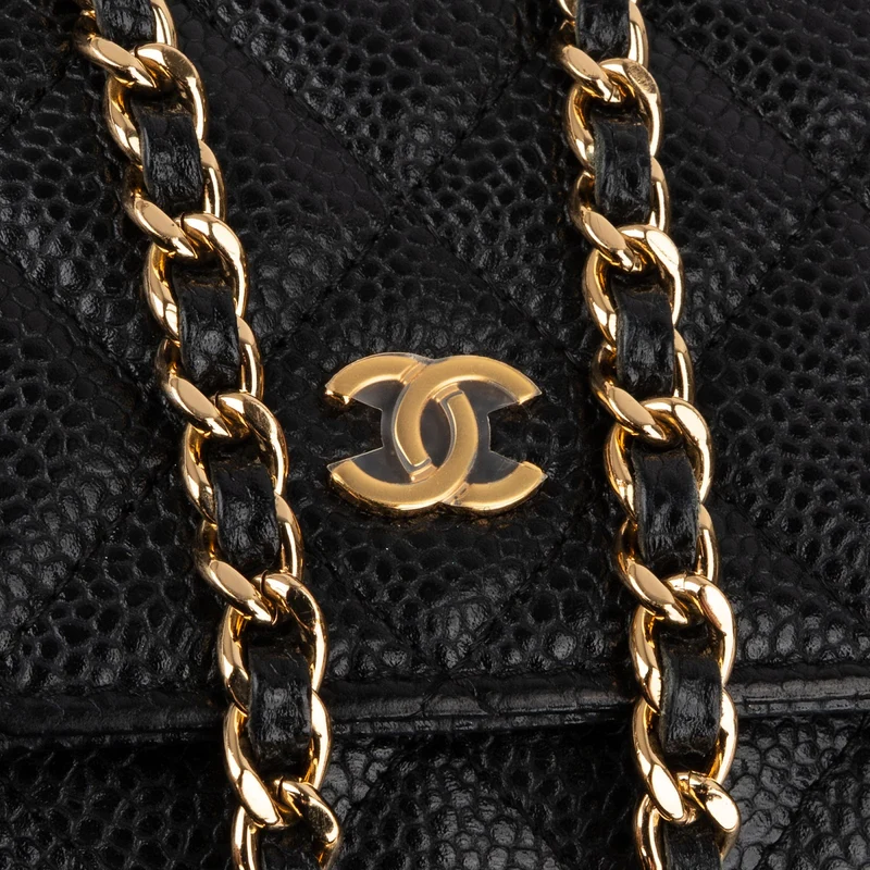 Chanel Quilted Caviar Leather Wallet On Chain Crossbody Bag